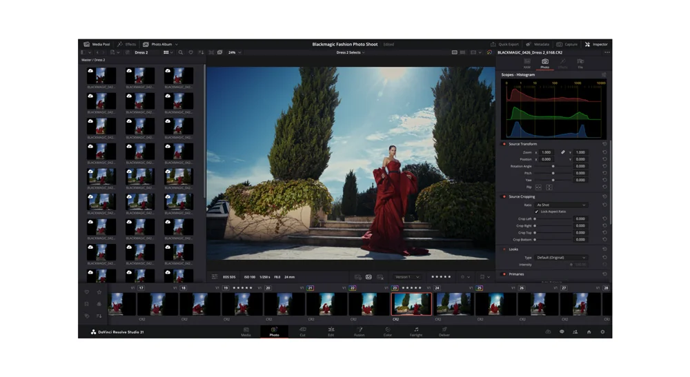 Blackmagic Design이 공개한 DaVinci Resolve 21.1 사진 작업 화면